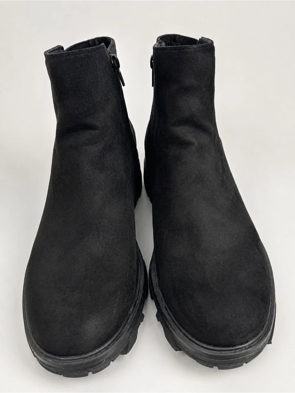 Unisa Black Suede Ankle Booties with Side Zip